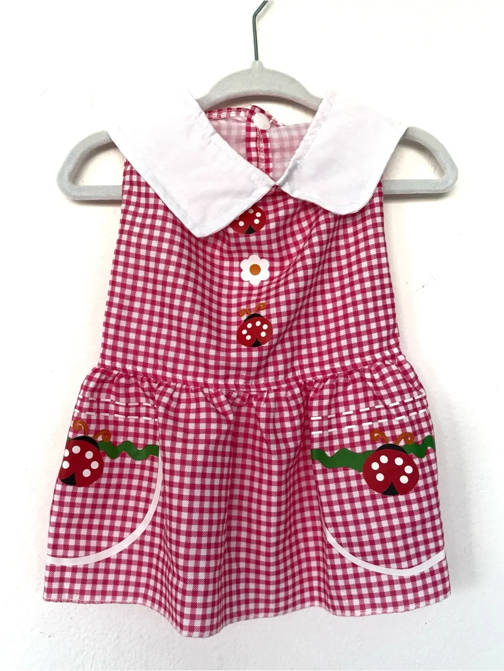 Dog Red Gingham Dress with White Collar